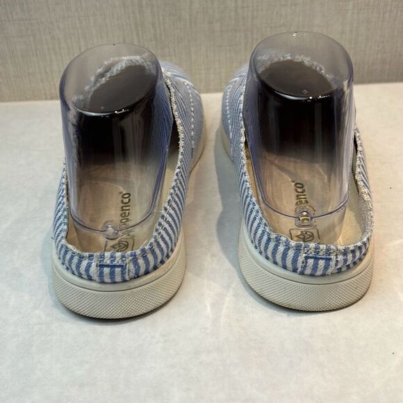 NEW Spenco White Blue Stripe Canvas Slip On Tennis Shoes Womens Sz 8 Orthotic Sn - Picture 4 of 9